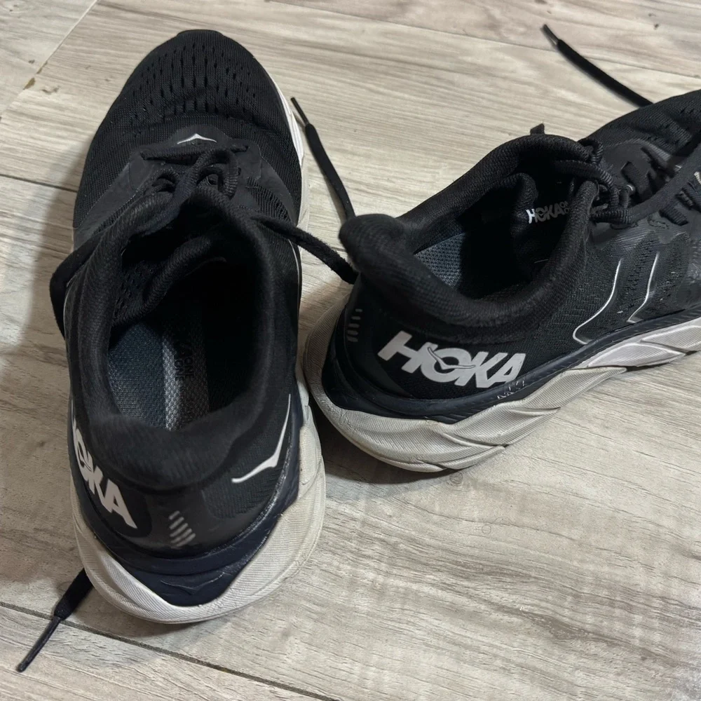 Black and‎ White HOKA Athletic Shoes